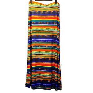 Vintage 80's Mixed Blue striped bodycon maxi skirt size small